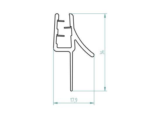 Technische Zeichnung einer Dichtung mit den Maßen 34 Millimeter und 17,9 Millimeter.