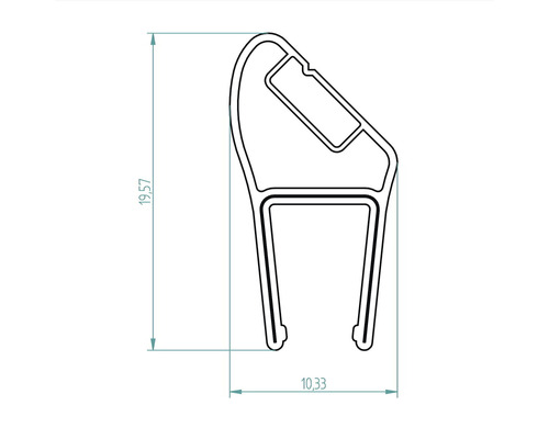 Technische Zeichnung eines Profils mit Maßangaben 19,57 und 10,33.