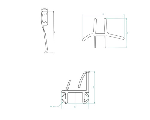 Schéma technique d''un profilé avec indications de dimensions