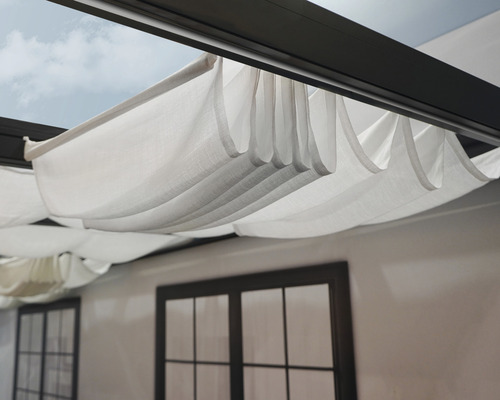 Store tendu à câble Palram-Canopia - kit d'ombrage pour toiture pour terrasse Stockholm 660x340 cm (9 pièces 64,5x340 cm) blanc