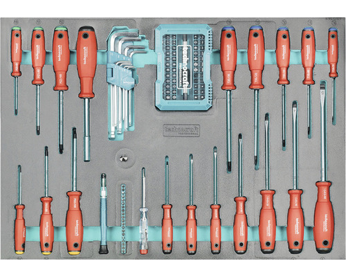 Assortiment d''outils Technocraft dans une mallette à outils avec tournevis, clés Allen et embouts