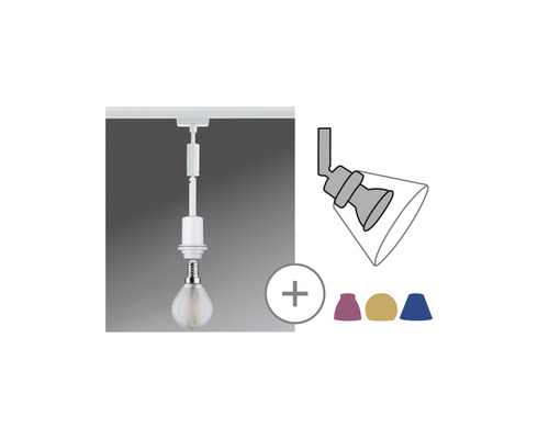 Spot sur rail avec abat-jour interchangeables