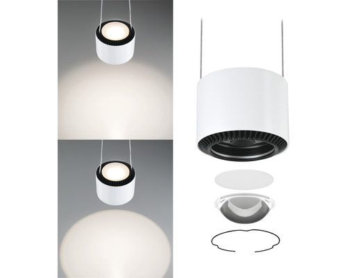 Hängeleuchte mit runder Bauform und Installationsdetails