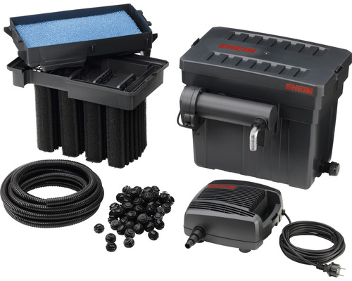 Kit de filtration pour bassin EHEIM avec filtre, pompe, tuyau et matériau filtrant