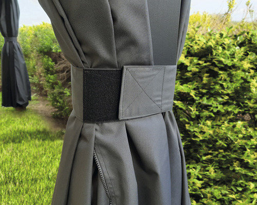 Rideau de pavillon gris avec fermeture Velcro pour la fixation