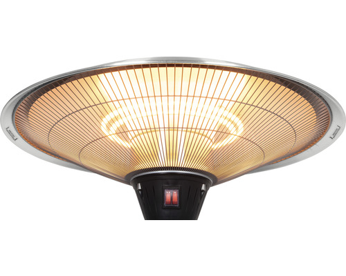 Gros plan d''un parasol chauffant avec élément chauffant et grille de protection