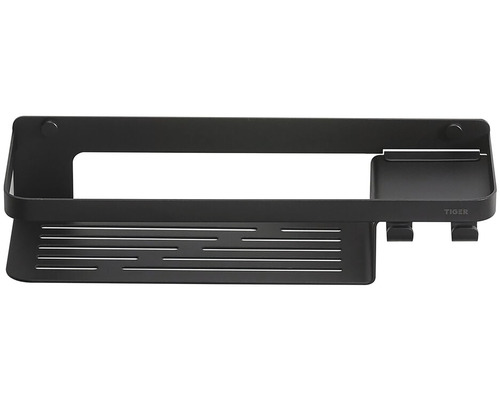 Étagère d''angle murale noire Tiger avec crochets