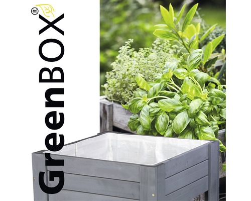 Jardinière surélevée en bois avec herbes aromatiques et film de plantation