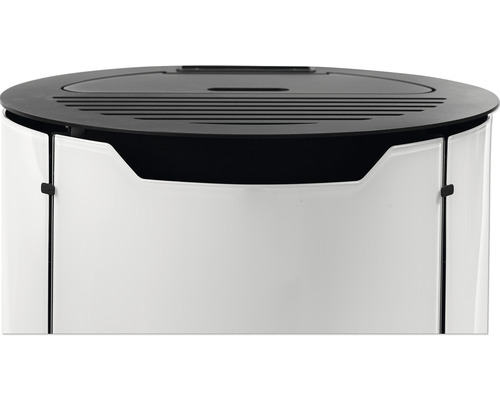 Partie supérieure d''un meuble de salle de bains avec un couvercle rond foncé