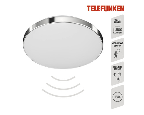 Plafonnier Telefunken avec détecteur de micro-ondes et de crépuscule, 16 watts, 1500 lumens, indice de protection IP44