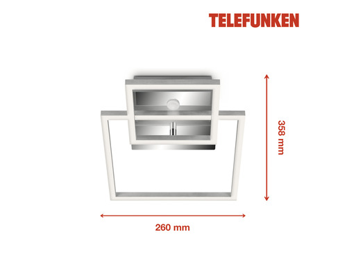 Logo Telefunken. Plafonnier aux dimensions 260 sur 358 millimètres.