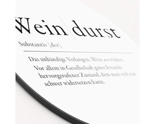 Dekoratives Schild mit der Definition von Weindurst