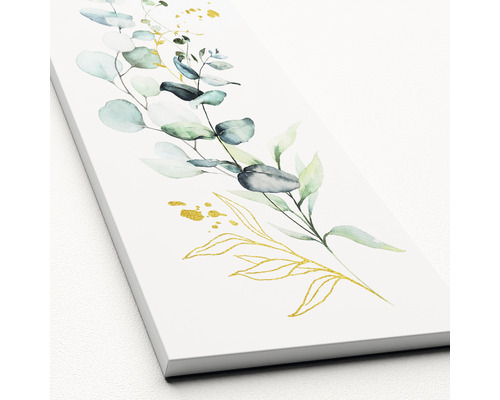 Tableau sur toile avec eucalyptus et accents dorés