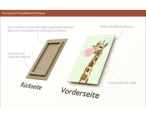 Decopanel Produktbeschreibung: Rückseite und Vorderseite des Dekopanels