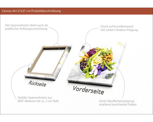 Canvasbild 27x27 Zentimeter mit Keilrahmen aus MDF Material und Leinwanddruck mit Struktur
