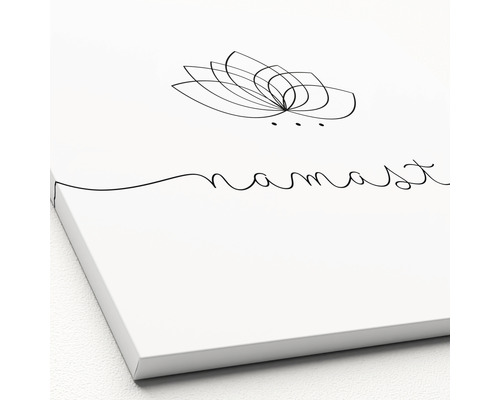 Tableau sur toile avec fleur de lotus stylisée et l''inscription Namasté