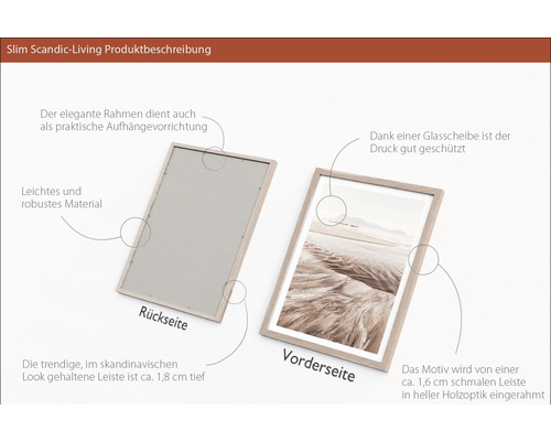 Bilderrahmen mit Motivansicht und Rahmenrückseite