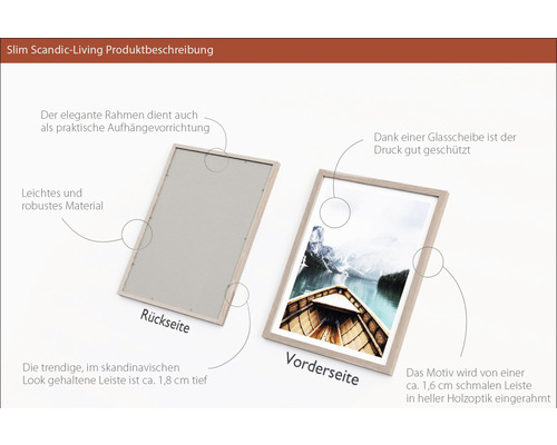 Bilderrahmen mit Glasabdeckung und Aufhängevorrichtung