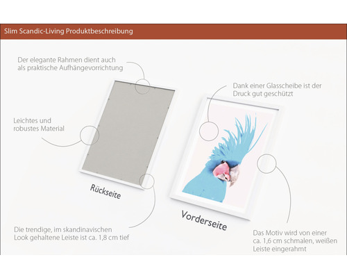 Produktbeschreibung: Rahmen mit Rück- und Vorderseite, skandinavisches Design