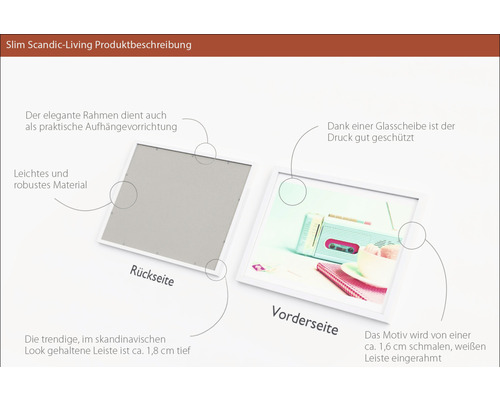 Produktbeschreibung Slim Scandic-Living mit Rahmen, Rückseite und Vorderseite