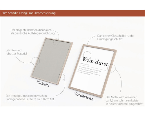 Cadre photo Scandi-Living avec l''inscription Weindurst, recto et verso
