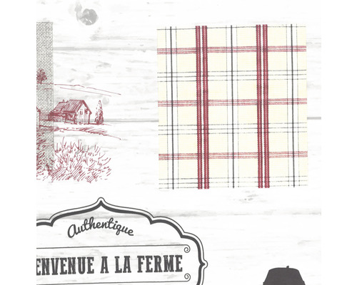Papier peint avec motif de ferme et motif à carreaux