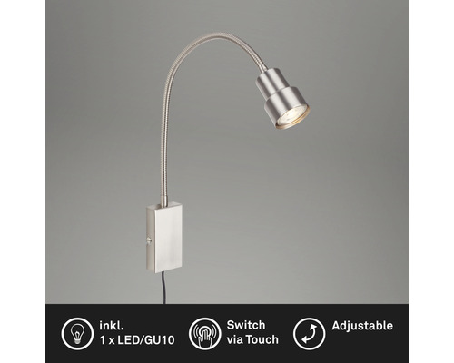 Verstellbare Wandleuchte mit LED-Lampe und Touch-Schalter