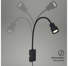 LED Wandleuchte Tusi Bettleuchte mit Touchfunktion 5 W 400 lm 3000 K warmweiss schwarz-thumb-2