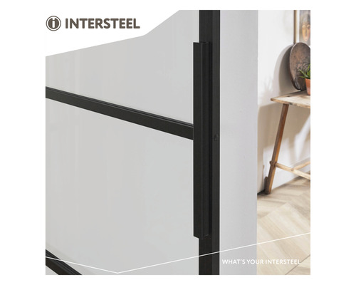 Système de porte coulissante Intersteel avec cadre noir