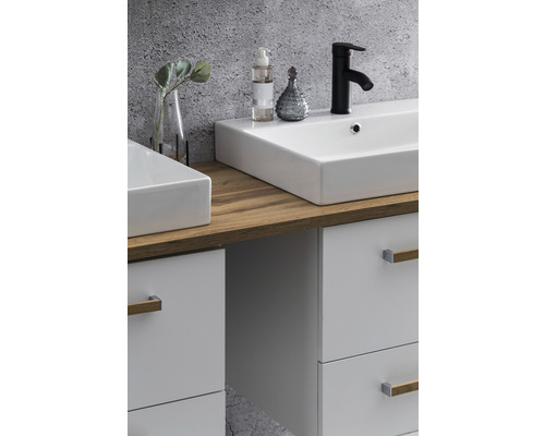 Lavabo de salle de bains avec robinet et meuble sous-vasque