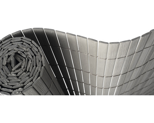 Sichtschutzmatte Konsta PVC Vollmaterial 3 x 0,9 m silbergrau Aufgerollter Sichtschutzzaun aus Holz