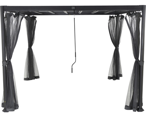 Pavillon mit Vorhängen und Kurbel