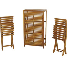 Armoire de jardin en bois avec deux tables pliantes