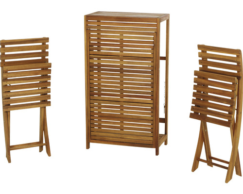 Armoire de jardin en bois avec deux tables pliantes