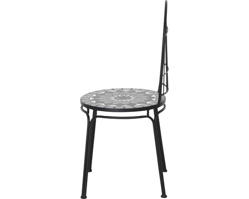 Chaise de jardin avec motif mosaïque sur l''assise et cadre en métal