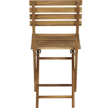 Table de jardin en bois avec plateau rabattable, vue arrière.