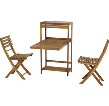 Ensemble de sièges de jardin avec table pliante et deux chaises pliantes en bois