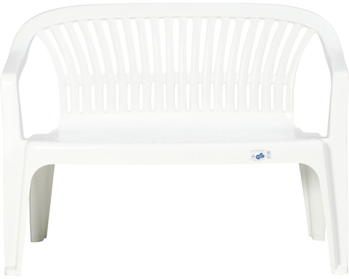 Weiße Gartenbank aus Kunststoff für den Außenbereich