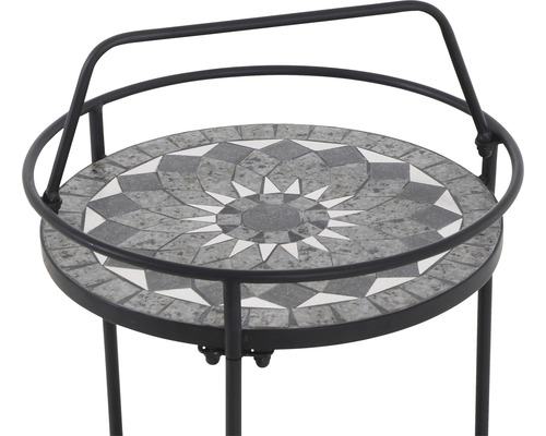 Beistelltisch mit Mosaikplatte und Metallgestell