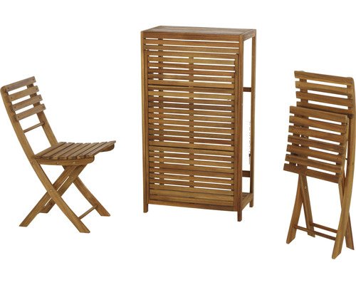 Ensemble de mobilier de jardin en bois avec chaise pliante et armoire de rangement