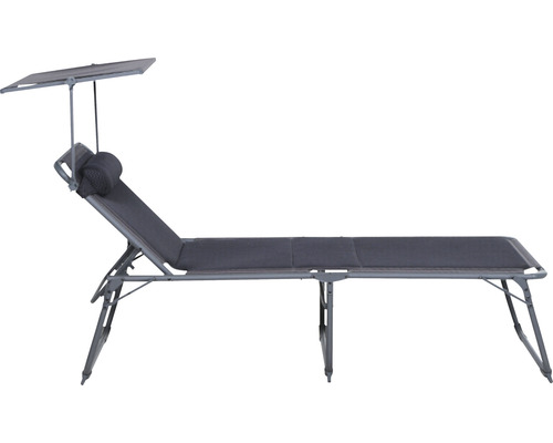 Chaise longue avec pare-soleil et coussin
