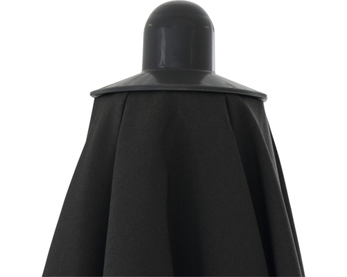 Vue détaillée d''un parasol avec revêtement en tissu et capuchon de fermeture