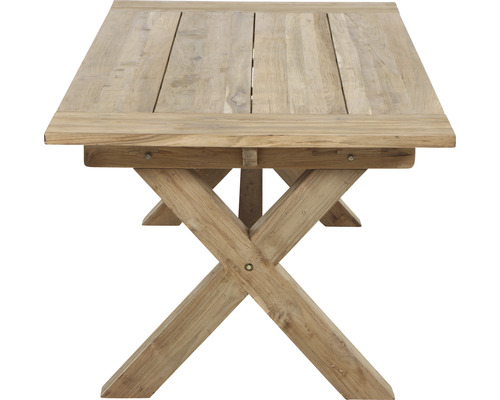 Gartentisch aus Holz mit gekreuzten Beinen