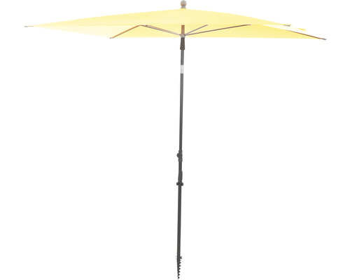 Parasol rectangulaire jaune avec piquet de terre