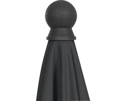 Vue détaillée d''un parasol avec une pointe sphérique