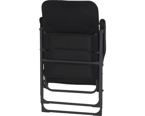 Fauteuil relax pliant avec porte-gobelets vu de derrière.