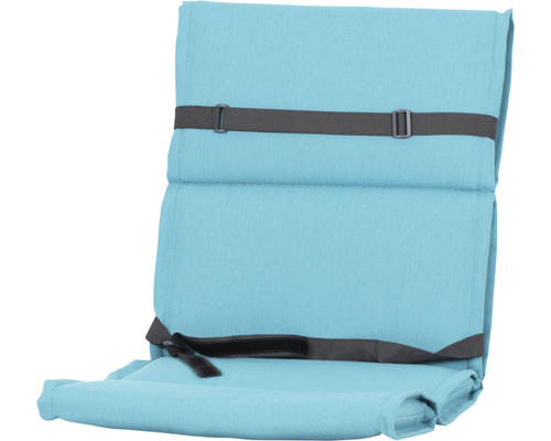 Matelas de plage bleu clair avec dossier et sangles de fixation