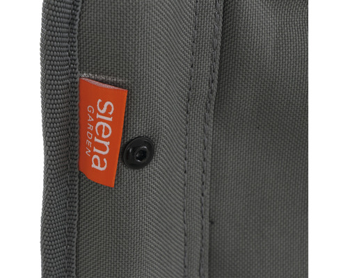 Gros plan d''un porte-ustensiles de jardin gris avec le logo Siena Garden et un bouton de fermeture