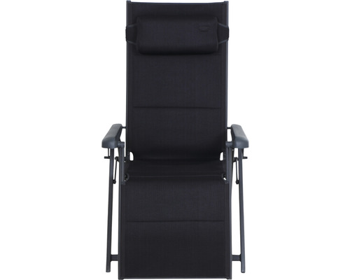 Chaise de jardin avec coussin de tête en position haute