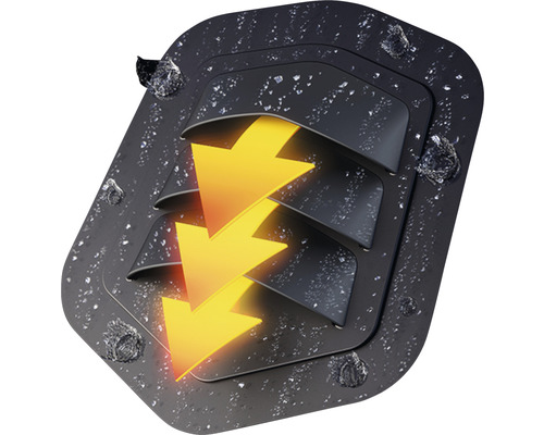 Illustration eines Dachlüfters mit Pfeilen, die die Belüftung darstellen